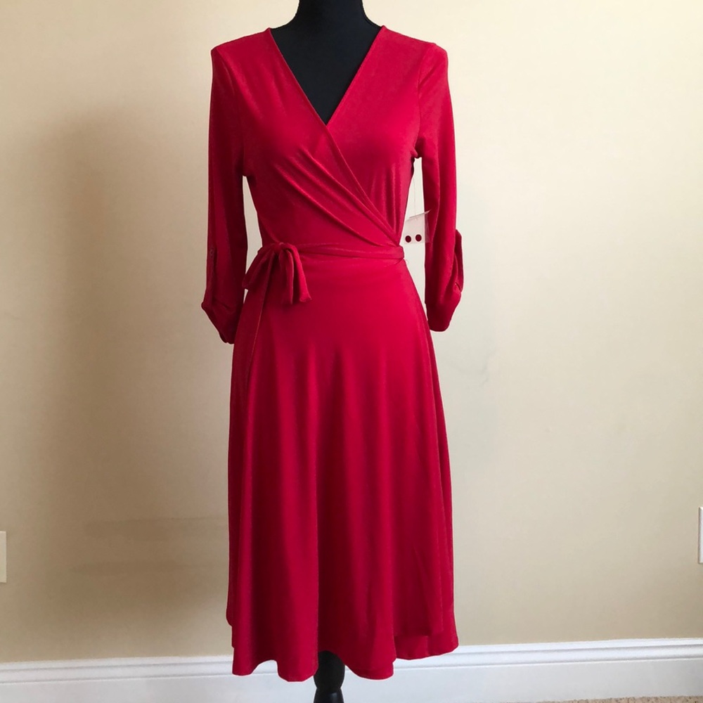 Beautiful Red Wrap Dress. Dress up or down.